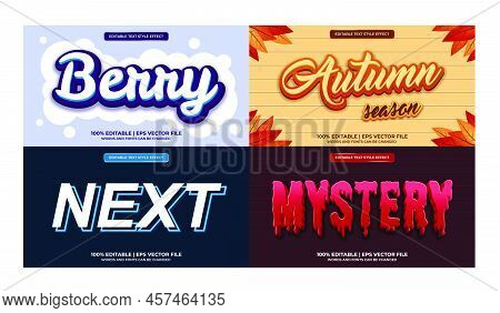 Bundle Of Editable Text Effect Design Vector. Set Of Editable Text Effect Design. Modern Editable Te