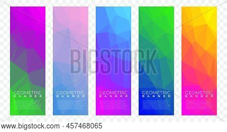 Abstract Banner With Polygon Background. Templates Or Website Headers. Design Element. Low Poly Back