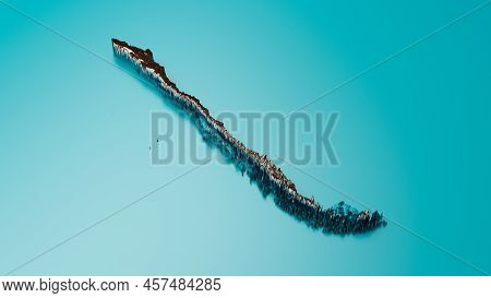 Topographic Chile Map Hypsometric Chile Elevation Tint Spectral Shaded Relief Map 3d Illustration