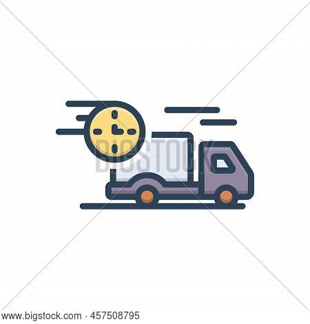 Color Illustration Icon For Quick Fast Swift Rapid Speedy Instant Service Delivery Express Truck