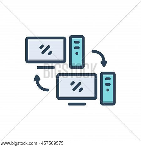 Color Illustration Icon For Desktop Computer Minicomputer Device Digital Electronic