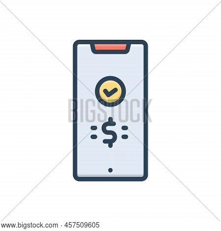 Color Illustration Icon For Paying Electronics Online Payment Upi Banking Digital Pay-accept
