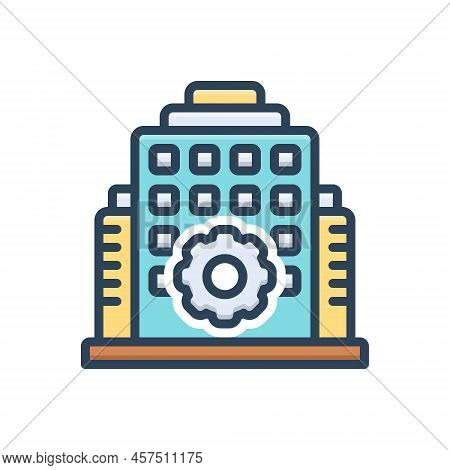 Color Illustration Icon For Establishment Institute Setting-up Start Building Construction Emplaceme