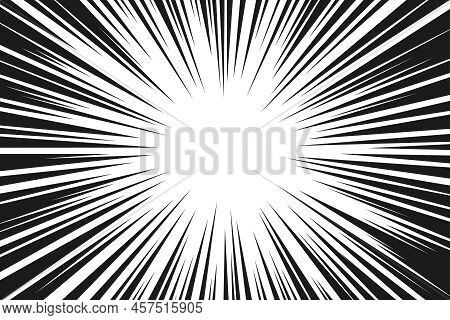 Manga Speed Burst Frame. Radial Anime Speed Lines. Crash Zoom Effect For Comic Book. Radial Lines Ov