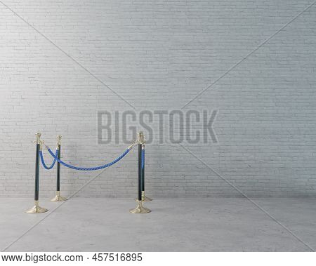 A Concept Showing An Empty Display Of Nothing Surrounded By Barrier Rope In A Light Museum Setting  