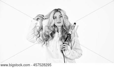 Look At This. Girl Care About Hairstyle. Fashion And Beauty. Stylist Curling Hair. Fashion Model Wom