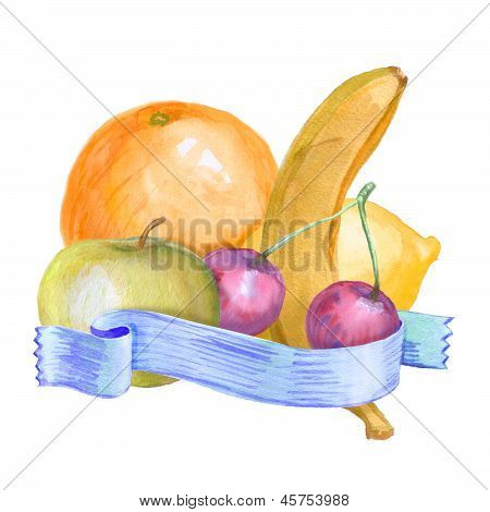 Frucht Zusammensetzung Wasserfarbe
