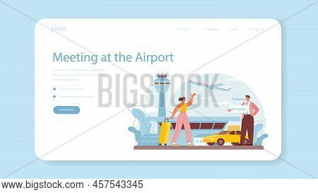 Travel Agency Web Banner Or Landing Page. Transfer, Tourists