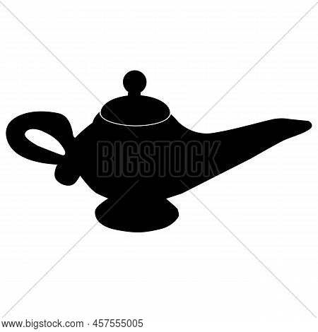 Magic Oil Lamp Icon On White Background. Alladin Lamp  Sign. Magic Lamp Logo. Flat Style.