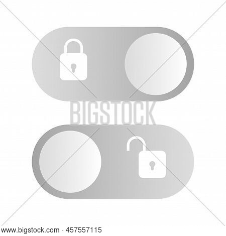 Sliders Locked Unlocked. Modern Button. Vector Illustration. Stock Image.