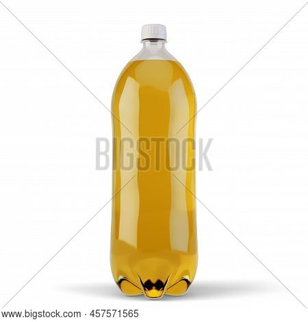 An Irregular Shaped Plastic Two Liter Orange Soda Bottle On An Isolated White Studio Background - 3d
