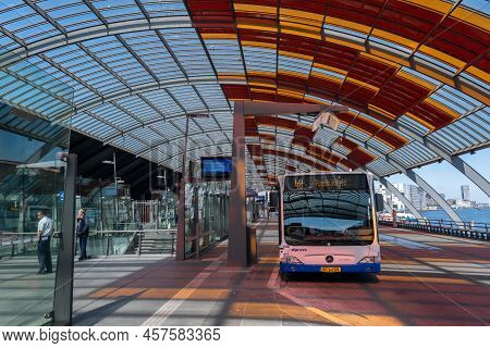 Amsterdam, The Netherlands - 21 June 2022: Gvb Bus At Amsterdam Central Station Bus Station