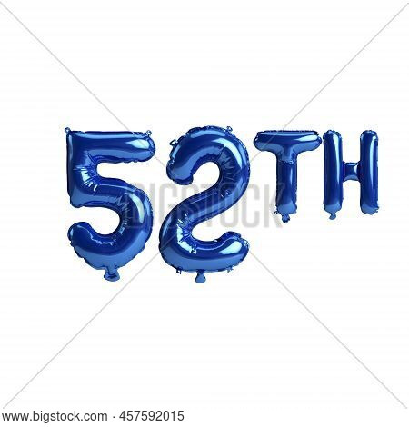 3d Illustration Of 52th Blue Balloons Isolated On White Background
