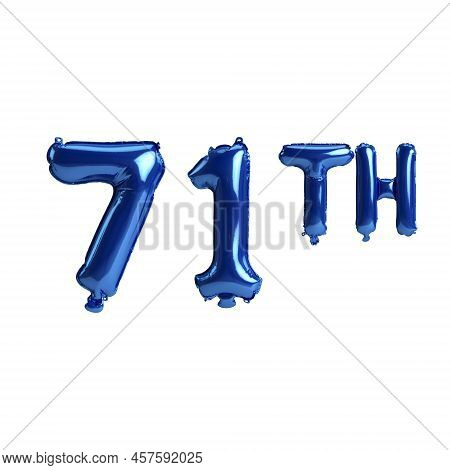 3d Illustration Of 71th Blue Balloons Isolated On White Background