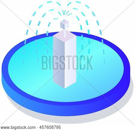 Architecturally Designed Decorative Structure With Water. Beautiful Fountain To Decorate Street Or S