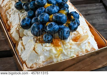 Anna Pavlova's Dessert With Blueberries.