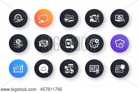 Minimal Set Of Cogwheel, Loan Percent And Talk Bubble Flat Icons For Web Development. Cooking Timer,