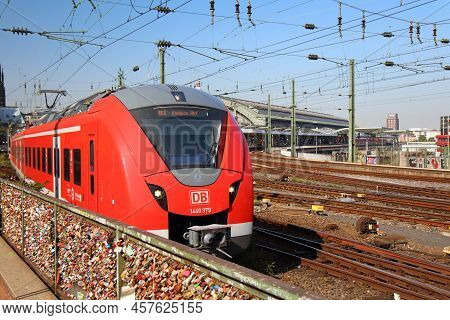Cologne, Germany - September 22, 2020: Regional Train Of Deutsche Bahn (german Railways) Departing M