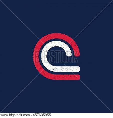 Abstract Initial Letter Cc Logo In Red And White Color Isolated In Dark Blue Background Applied For 