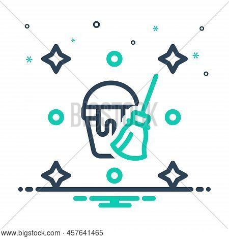Mix Icon For Cleaning Duster House Mop Sweeper Broomstick Clean Maid Mopping Tidy Bucket Swabber