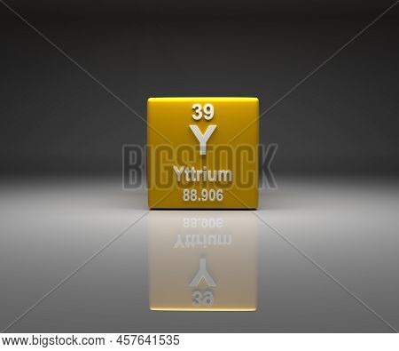 Cube With Yttrium Number 39 Periodic Table, 3d Rendering