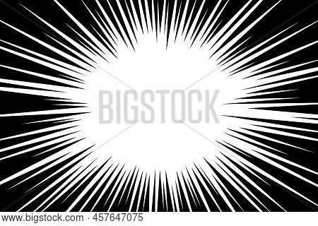 Manga Speed Burst Frame. Radial Anime Speed Lines. Crash Zoom Effect For Comic Book. Radial Lines Ov