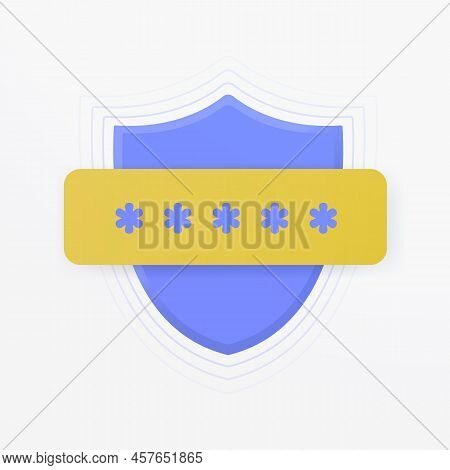 Passkeys, Single Sign-on Concept With Shield And Password Field. Cyber Security, Data Protection And