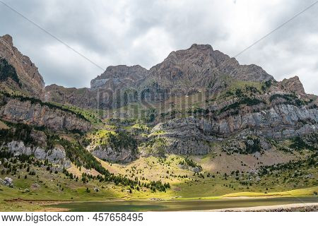 Ibon De Piedrafita In Summer, Tena Valley In The Pyrenees, Huesca, Spain. Nature And Landscape