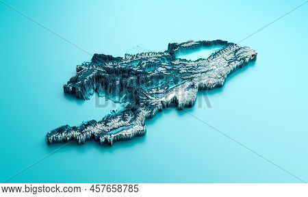 Topographic Kyrgyzstan Map Hypsometric Kyrgyzstan Elevation Tint Spectral Shaded Relief Map 3d Illus