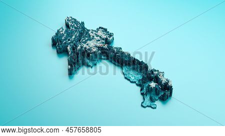 Topographic Laos Map Hypsometric Laos Elevation Tint Spectral Shaded Relief Map 3d Illustration