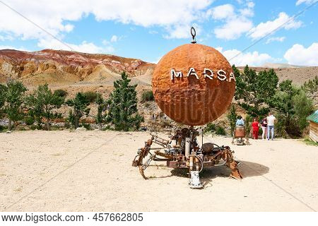 Republic Of Altai, Kosh - Agachsky District, Russia - June 23, 2022. Tourist Place, Mars Rover Close