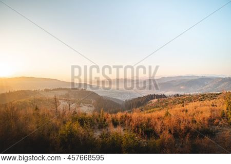 Viewpoint Near The Town Of Zborov Nad Bystrinou In Western Slovakia Overlooking The Valley Of Klubin