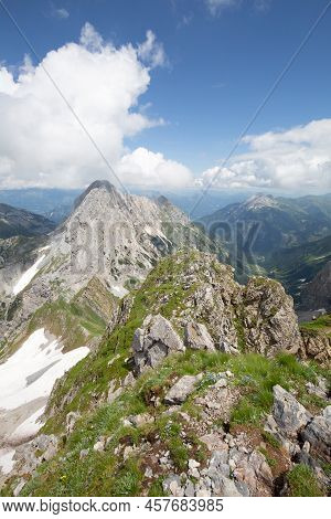 Mountain Hiking Trail Road. Between Italy And Austria: Near Volaia Lake Raunchkofer Mountain (lago D
