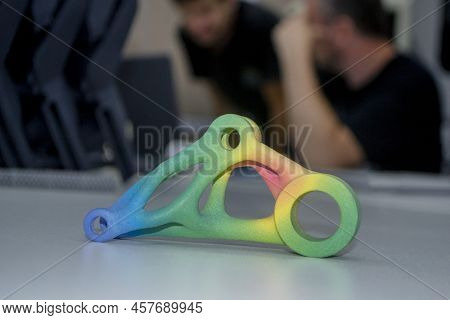 Colored Abstract Plastic Model Printed On 3d Printer From Powder In The Laboratory Office. Multi Jet