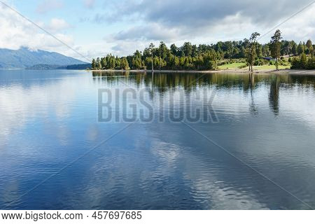 Scenic Alpine Lake Brunner In South Island New Zealand
