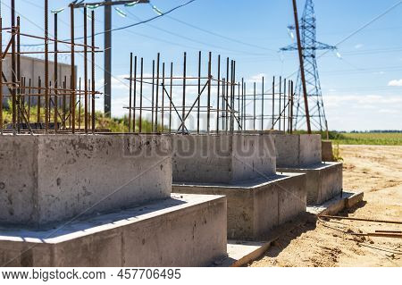 Monolithic Reinforced Concrete Foundations For The Construction Of A Residential Building. Grillage 