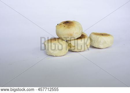 Bakpia Cake Is Indonesia-china Traditional Food From Yogyakarta. Isolated On White Background. Bakpi