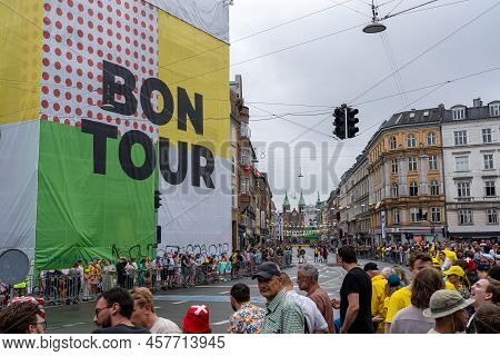 Copenhagen, Denmark - July 01, 2022: Spectators At The Tour De France In Norrebro District In The Ci