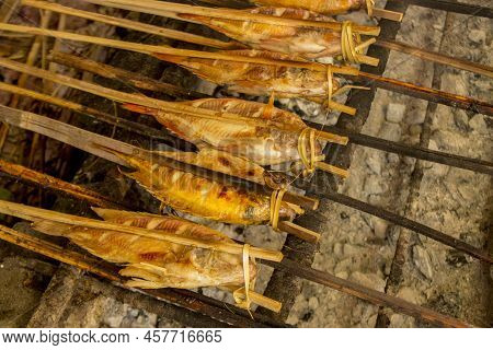 Grilled Fish, Grilled Fish Nile Tilapia Grilled On Hot Charcoal