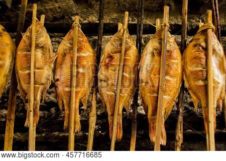 Grilled Fish, Grilled Fish Nile Tilapia Grilled On Hot Charcoal