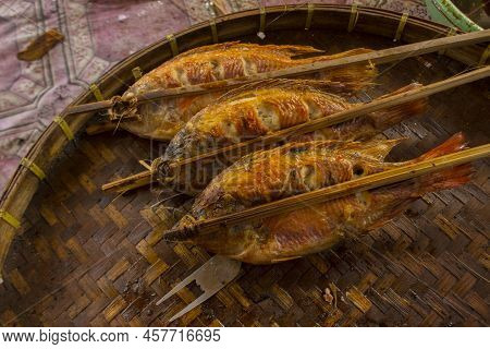 Grilled Fish, Grilled Fish Nile Tilapia Grilled On Hot Charcoal