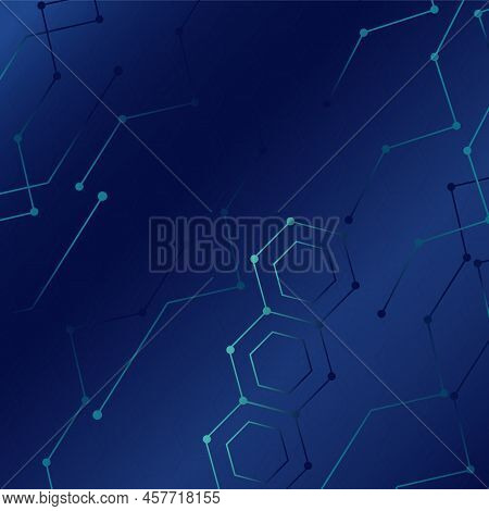 Abstract Background With Blue Hexagon, Stock Vector