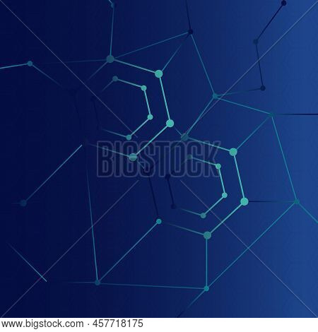 Abstract Background With Blue Hexagon, Stock Vector