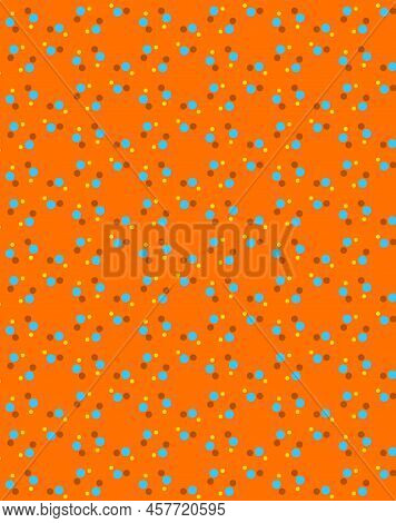 Bright Yellow And Blue Small Polka Dots On A Bright Orange Background Folk, Rustic, Cottage Decor, T