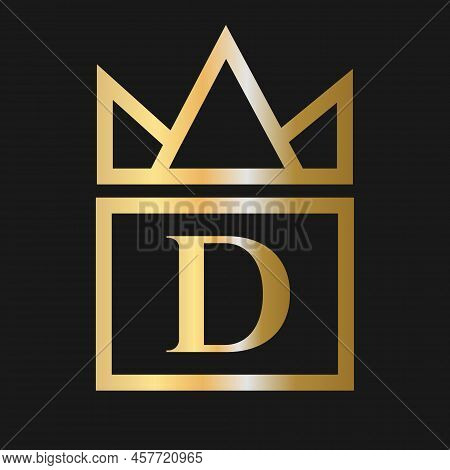 Luxury Letter D With Crown Logo For Cosmetic, Boutique, Hotel Identity Concept Vector