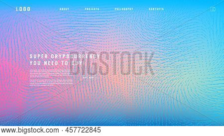 Landing Page Abstract Design With Vector Field Forces Matris. Colorful Template For Website Or App. 
