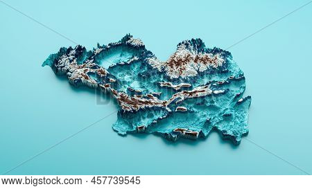 Topographic Madinah Map Hypsometric Madina Elevation Tint Spectral Shaded Relief Map 3d Illustration