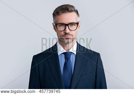 Grizzled Lawyer Wearing Glasses And Business Suit