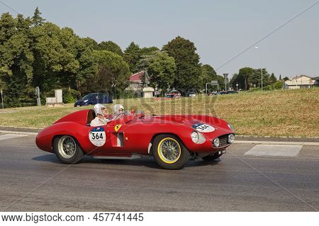 Forlimpopoli, Fc, Italy, On June 16, 2022: Rare Vintage Racing Car Ferrari 857 S (1955), Only Four C