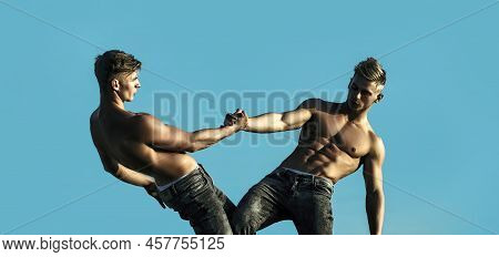 Men Arm, Helping Hand, Support. Teamwork. Rescue, Helping Gesture Or Hands. Strong Hold. Handshake, 